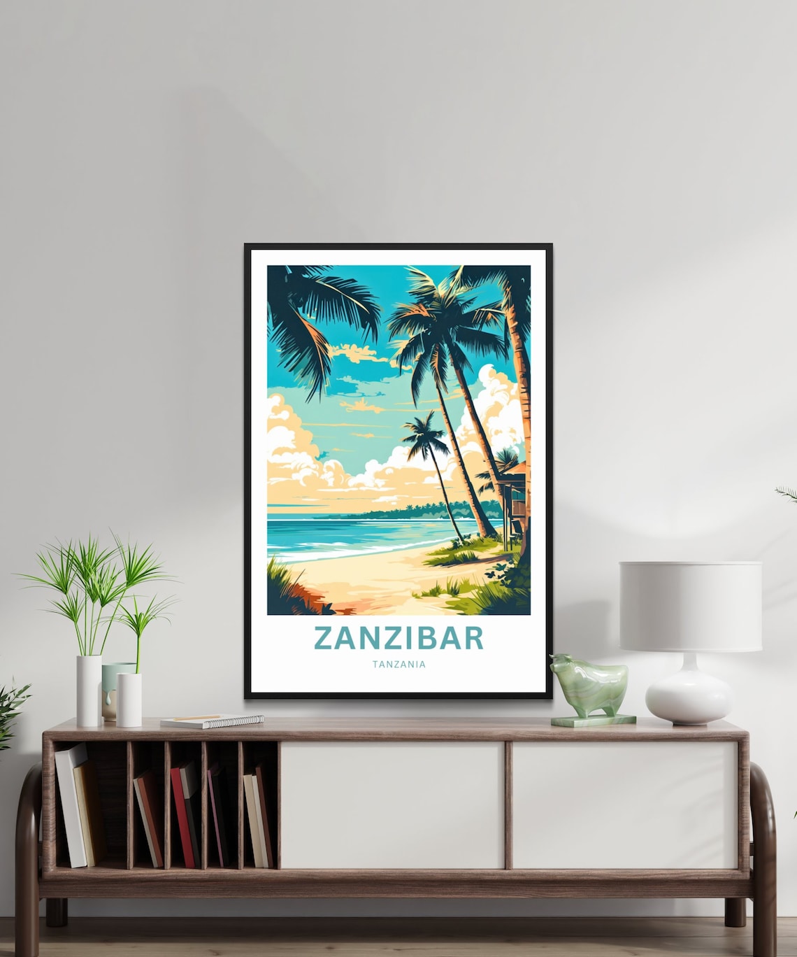 Zanzibar Tanzania Golden Sunset Palms By Wooden Beach Hut Poster - Image 3
