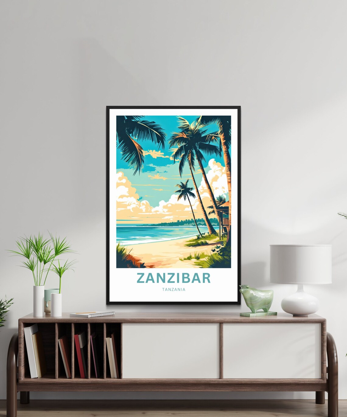 Zanzibar Tanzania Personalized Golden Hour Palms Over Calm Sea Poster - Image 3