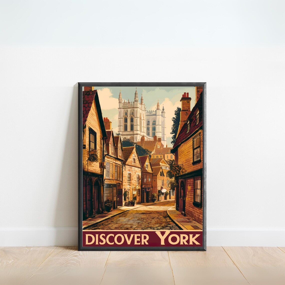 York England Vintage Travel Poster with York Minster and The Shambles