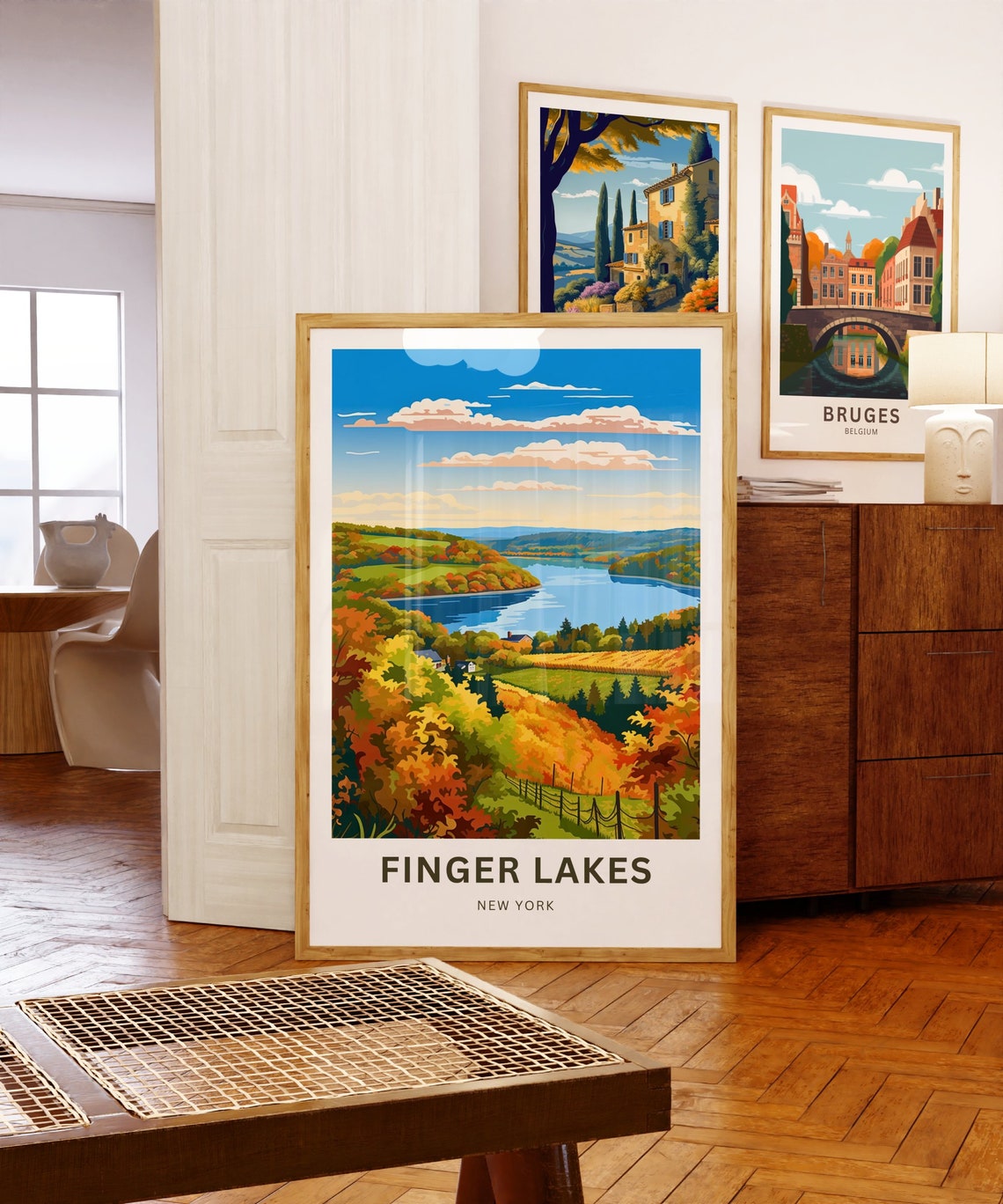 Personalized Finger Lakes New York Autumn Vineyard Hills Poster - Image 5