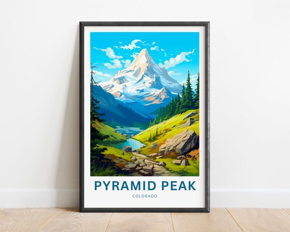 Pyramid Peak Travel Print Pyramid Peak Poster United States Wall Art Framed Present Gift Colorado Present