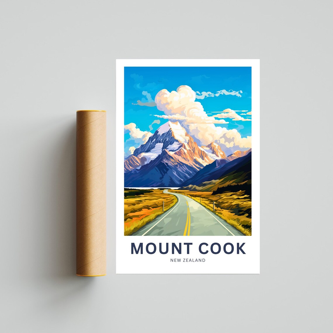 Mount Cook New Zealand Snow Peak Road Personalized Art Poster - Image 4