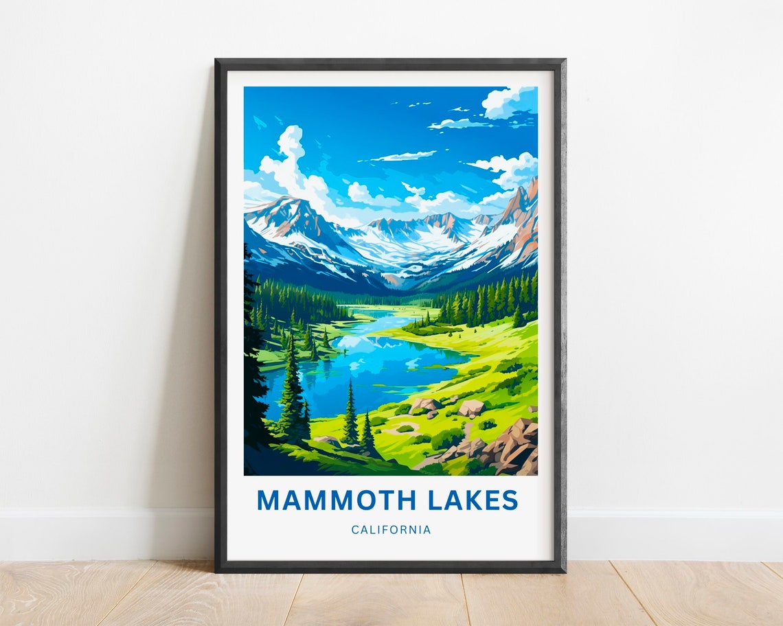 Mammoth Lakes California Winding River Valley Beneath Peaks Poster