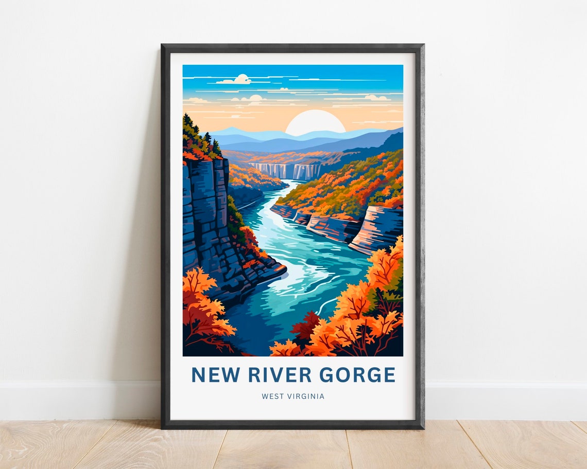 New River Gorge West Virginia River Canyon Vista Travel Poster