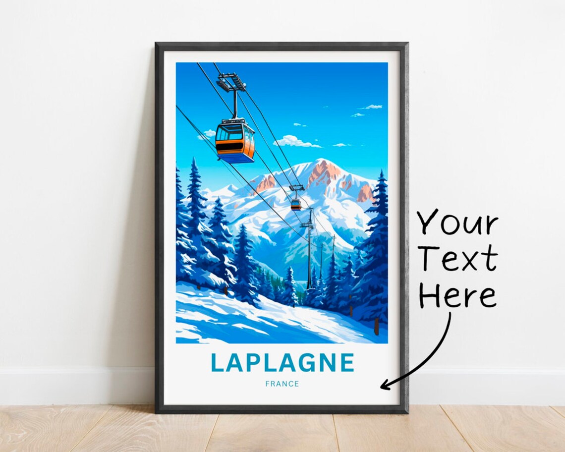 Laplagne France Customizable Alpine Ski Gondola Travel Poster