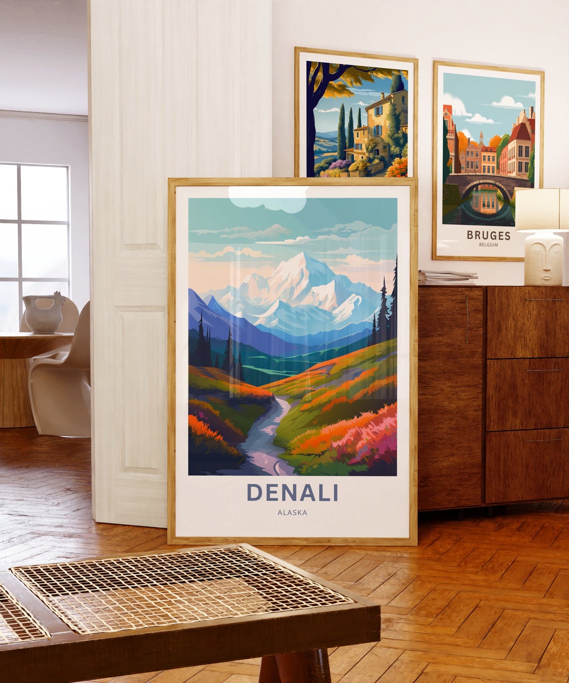 Denali Alaska Snow Peak Autumn Tundra Mountain Travel Poster - Image 5