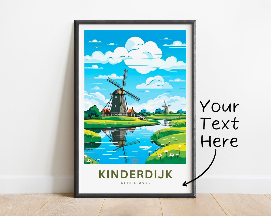 Kinderdijk Netherlands Windmills Personalized Custom Text Poster