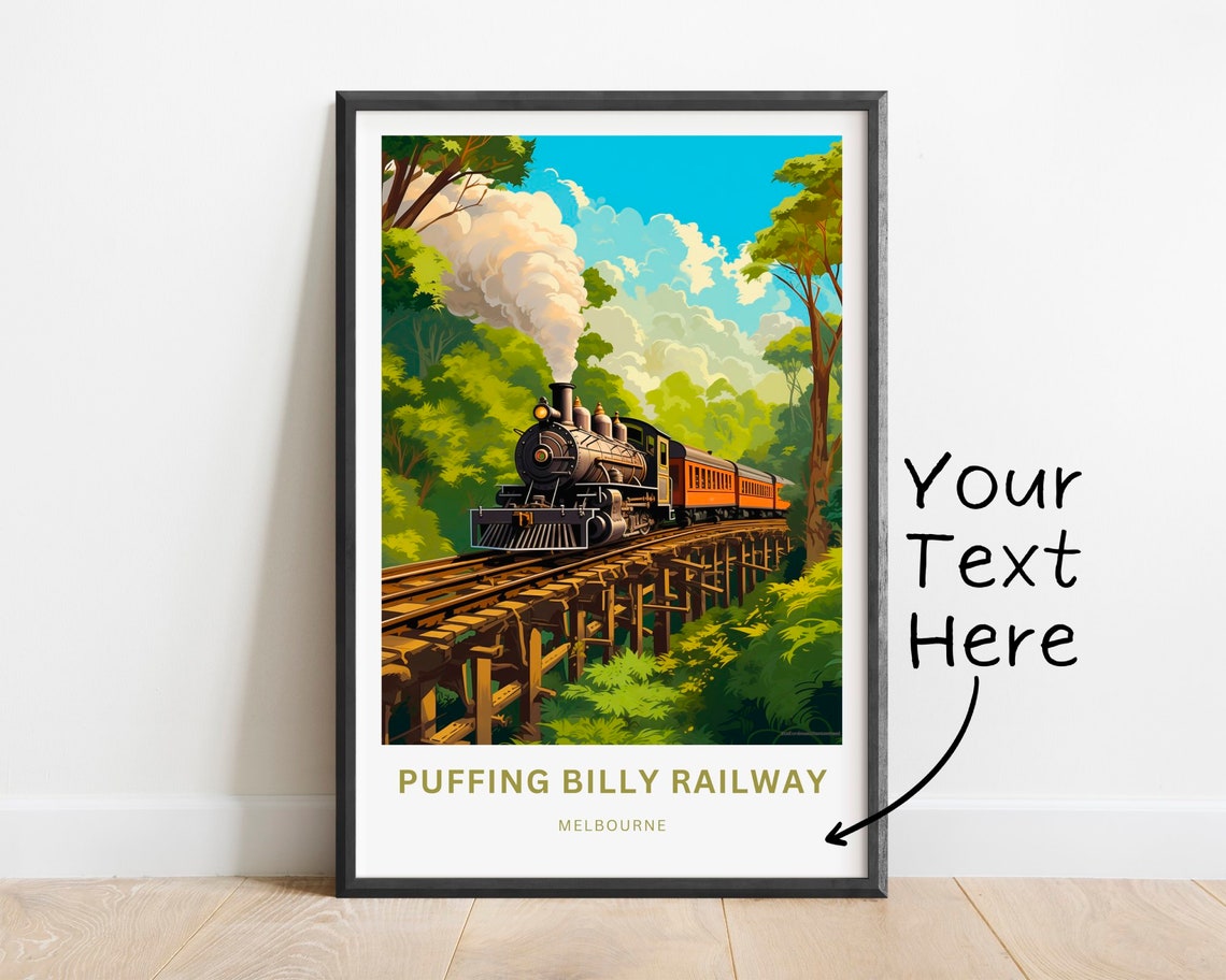 Personalized Puffing Billy Railway Trestle Bridge Custom Text Poster