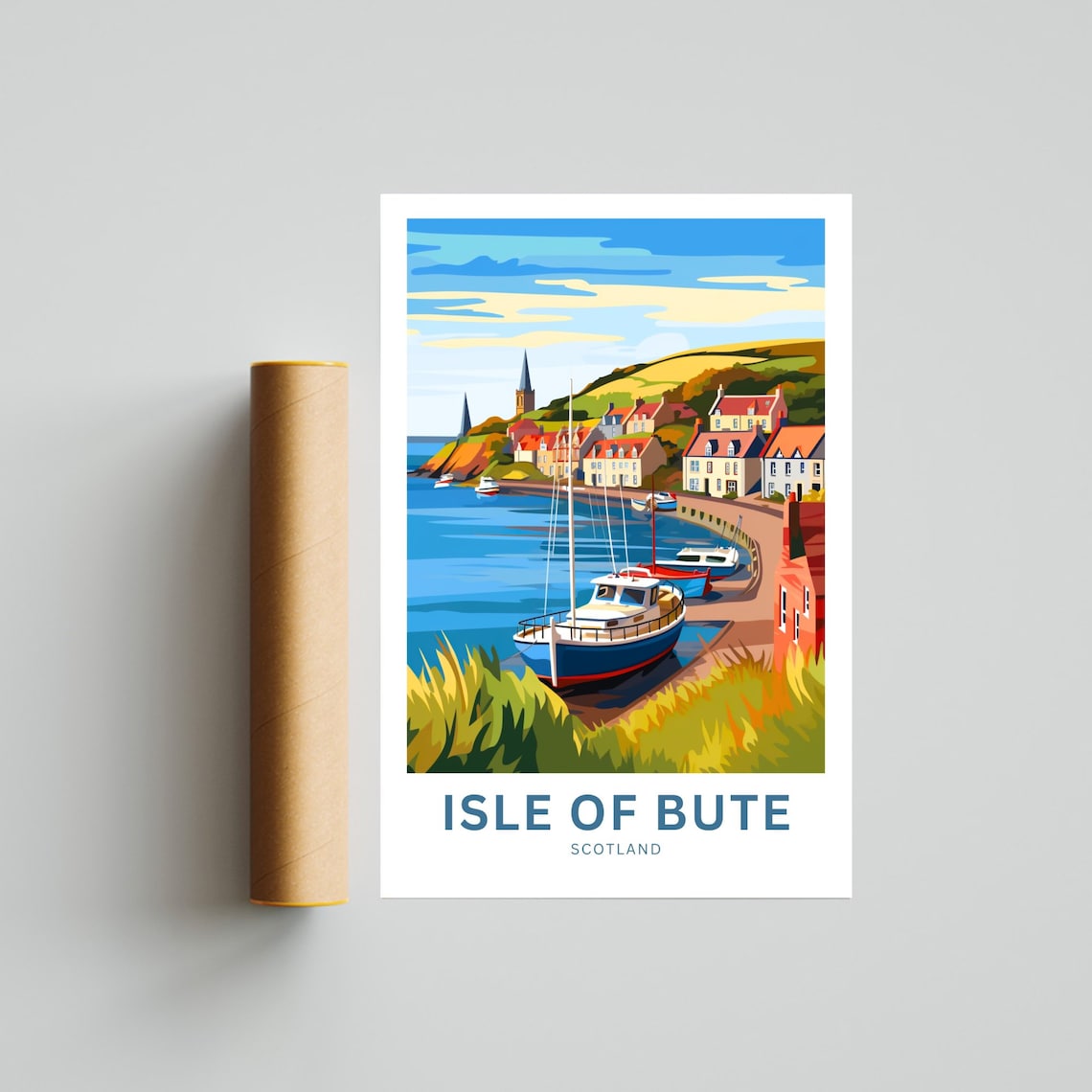 Isle Of Bute Scotland Seaside Harbor Boats Retro Travel Print - Image 4
