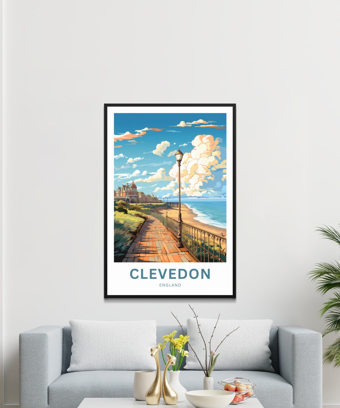Clevedon England Custom Seaside Promenade Lamp Posts Travel Poster - Image 3