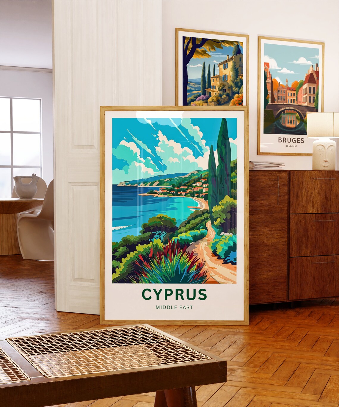 Cyprus Coastal Path Cypress Trees Ocean View Travel Art Poster - Image 5
