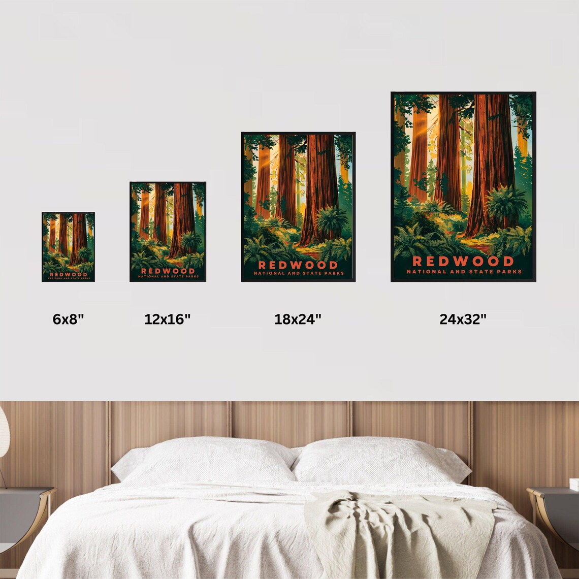 Redwood National Parks California Giant Sequoia Forest Vintage Travel Poster - Image 3