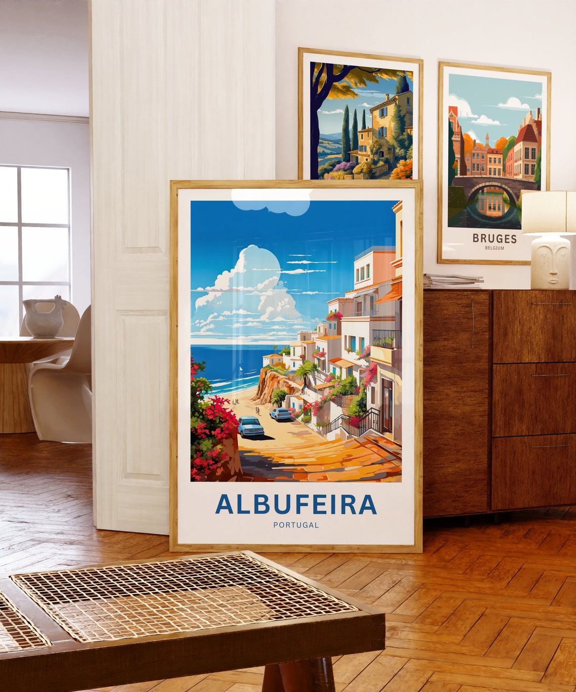 Personalized Scenic Albufeira Portugal Cliff Beach Travel Poster - Image 5