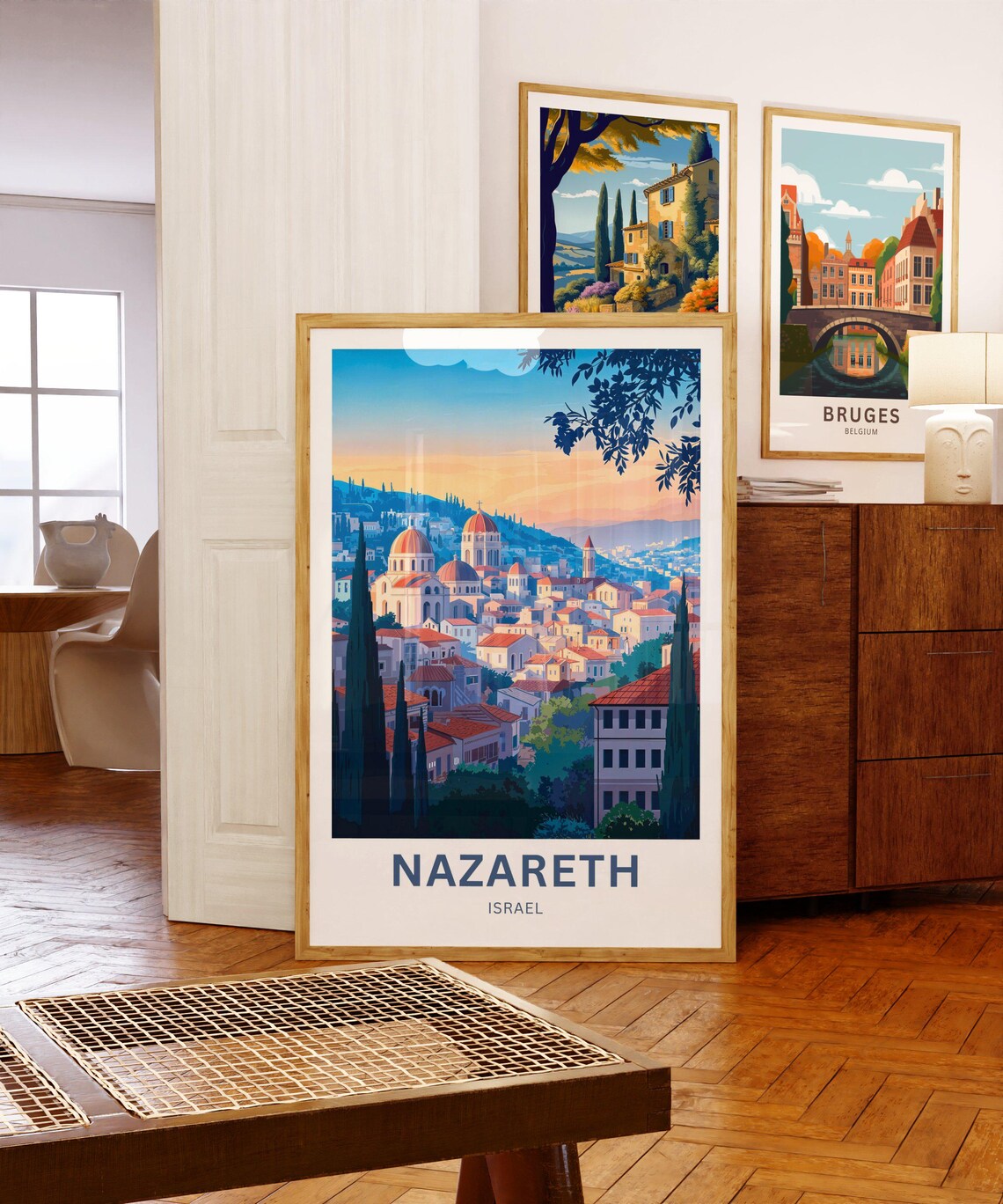 Nazareth Israel Sunset Old Town Church Domes Skyline Travel Poster - Image 5