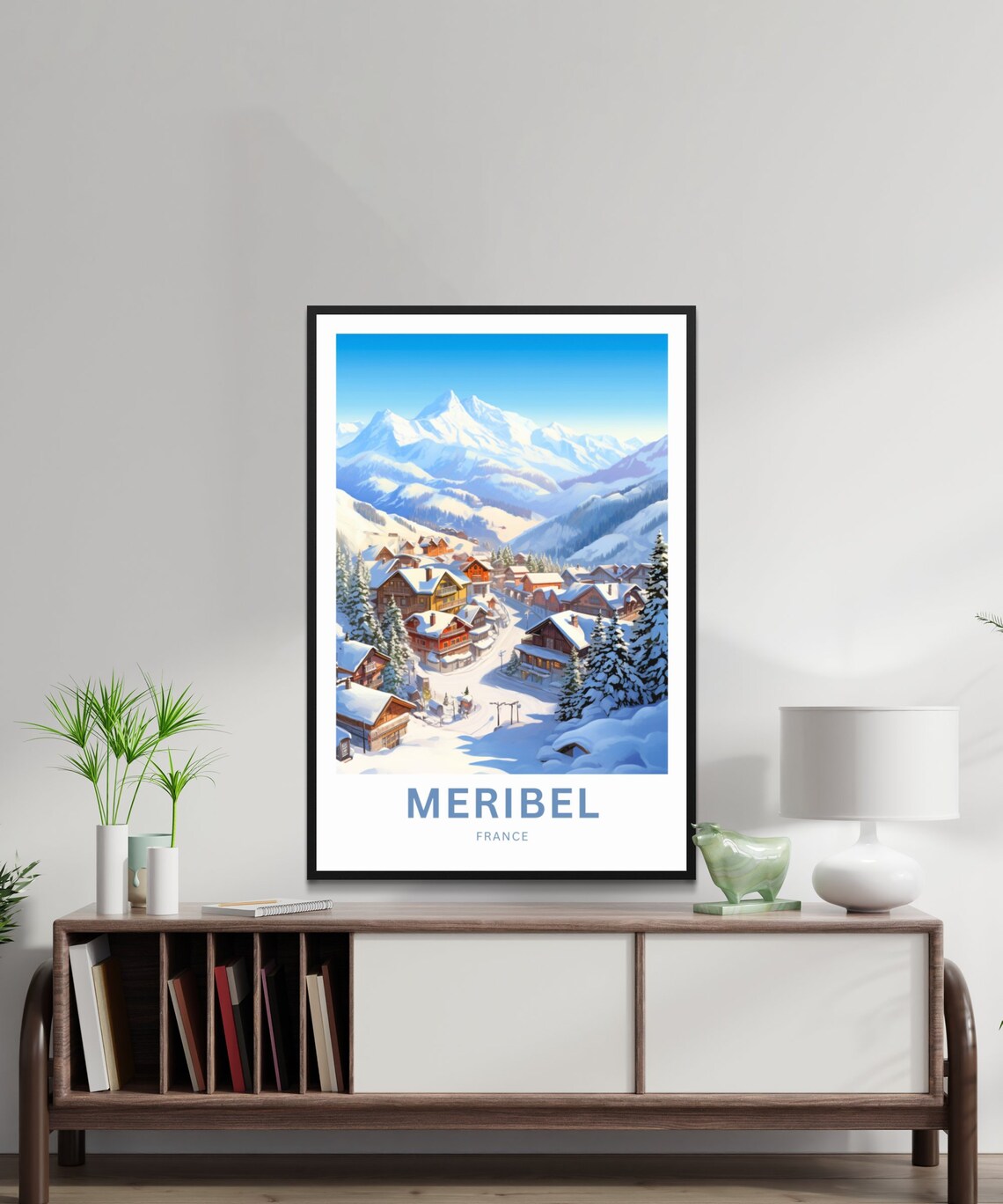 Meribel France Alpine Peak Village Snow Retro Winter Scene Poster - Image 2