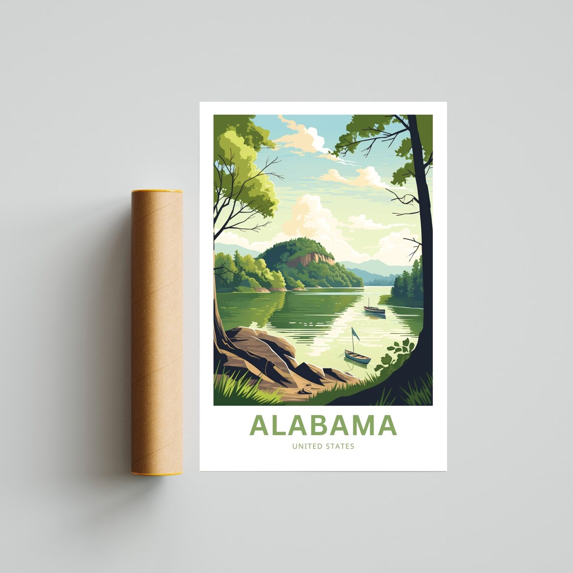Alabama United States Personalized Lake Bluff Sailing Travel Poster - Image 4