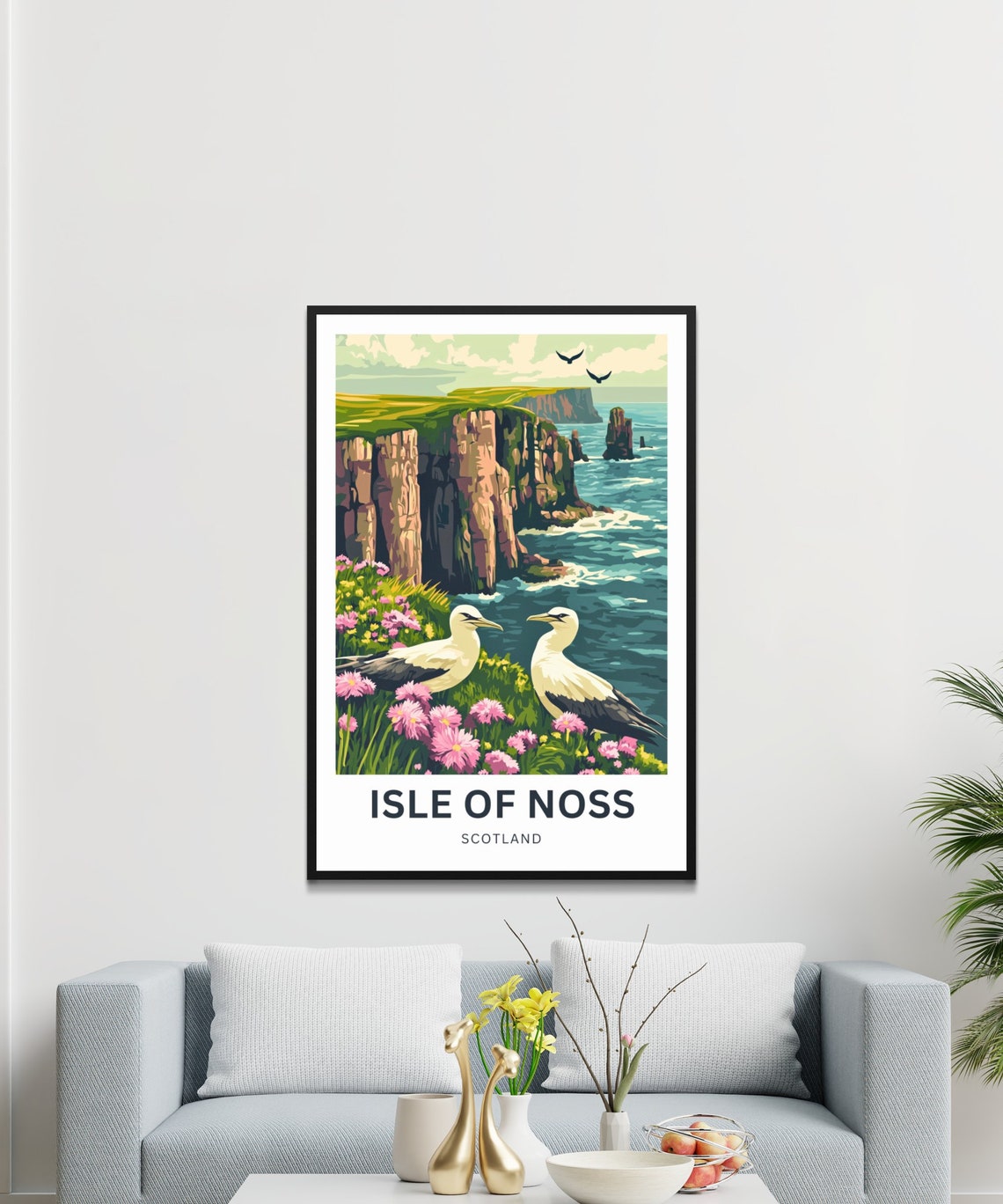 Isle of Noss Scotland Gannets on Sea Cliffs Personalized Poster - Image 3