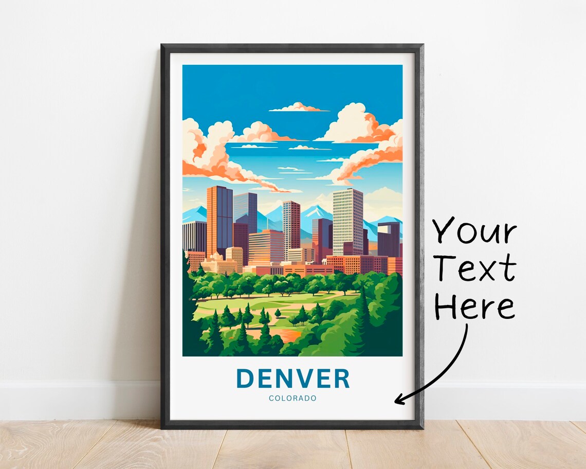 Denver Colorado City Skyline Rocky Mountain Views Personalized Poster