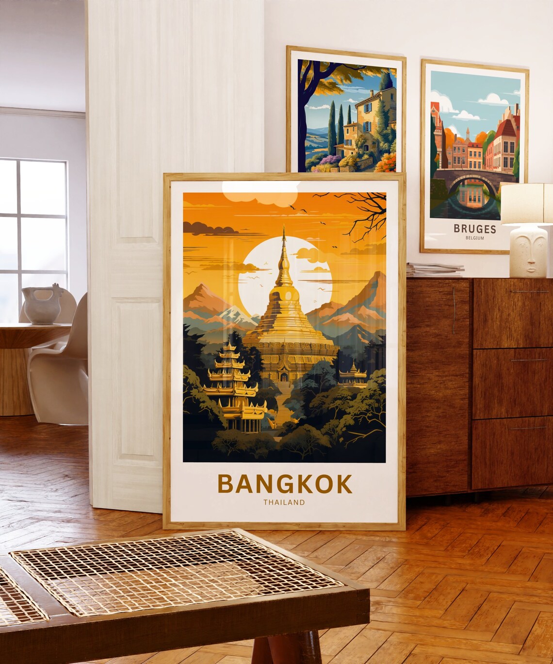 Personalized Bangkok Thailand Golden Temple Sunset View Poster - Image 5