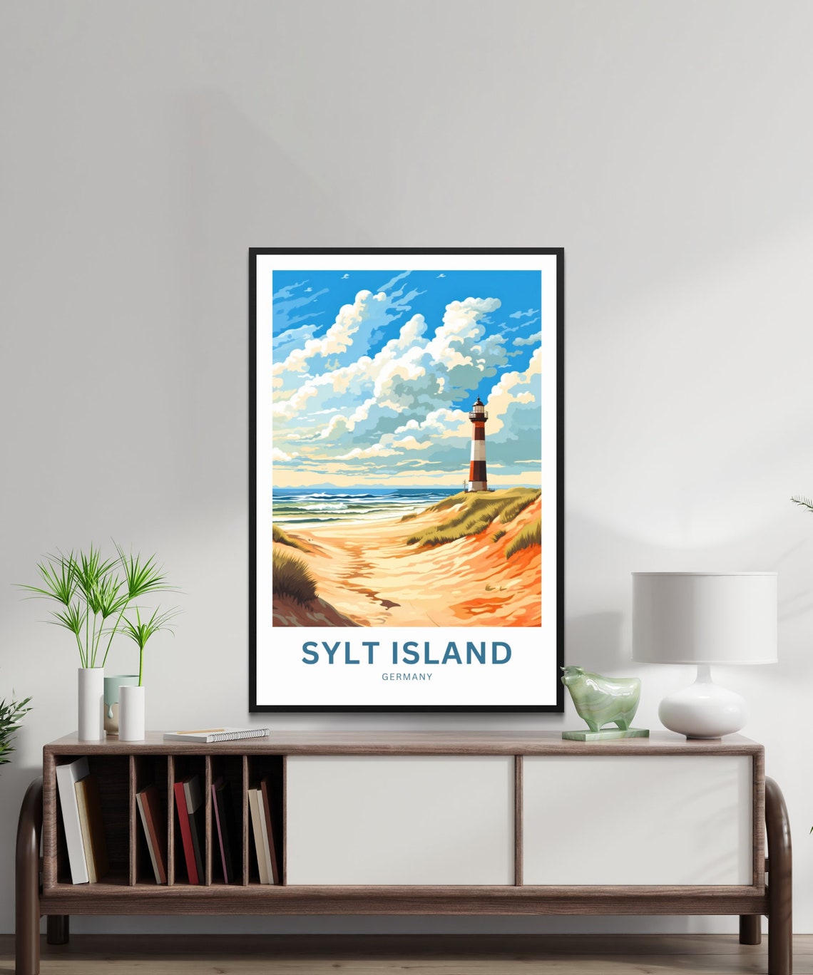 Sylt Island Germany Red White Lighthouse Dune Coast Travel Poster - Image 2