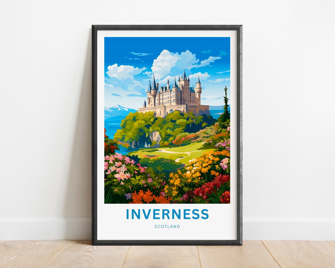 Inverness Scotland Fairytale Castle Flower Garden View Poster