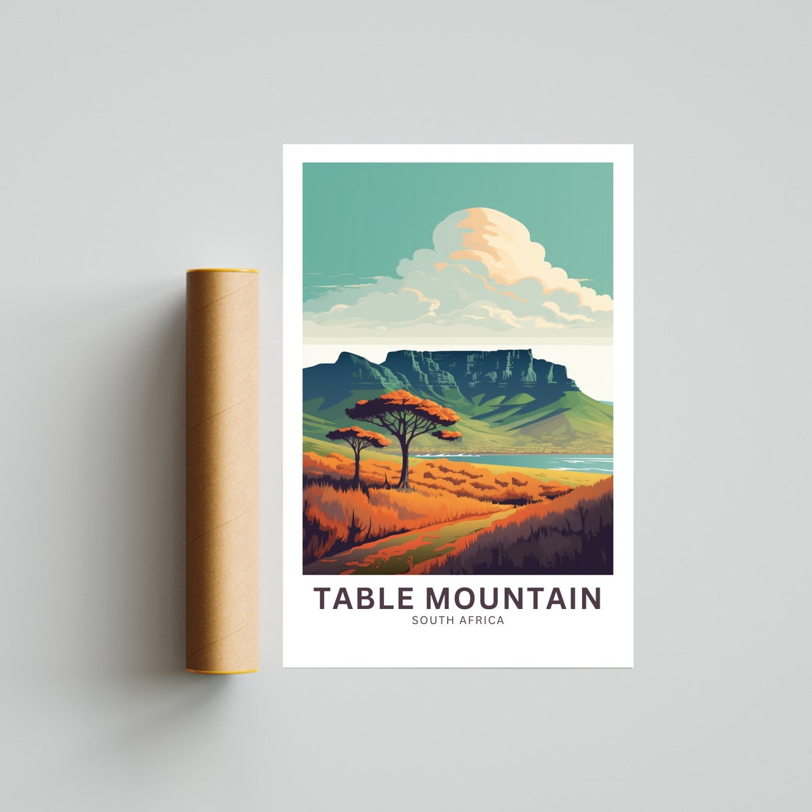 Personalized Table Mountain Print Table Mountain Poster South Africa Wall Art Framed Present Gift South Africa Present - Image 4