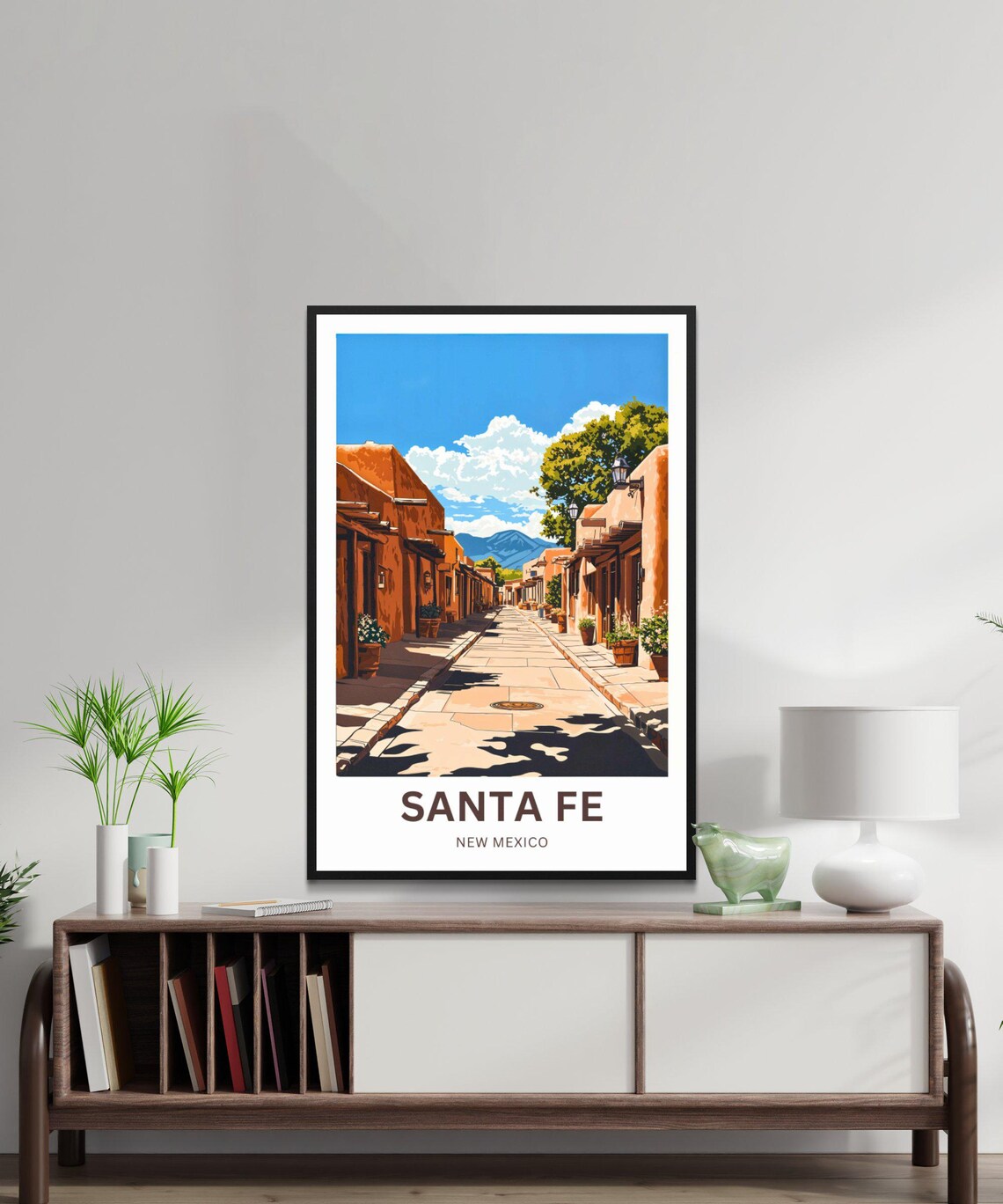 Santa Fe Adobe Street Vintage Travel Poster Southwest Desert Home Decor - Image 3