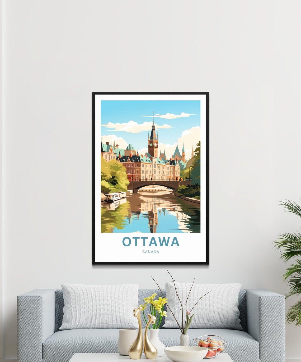 Personalized Ottawa Canada Parliament Bridge Vintage Travel Poster Art - Image 3