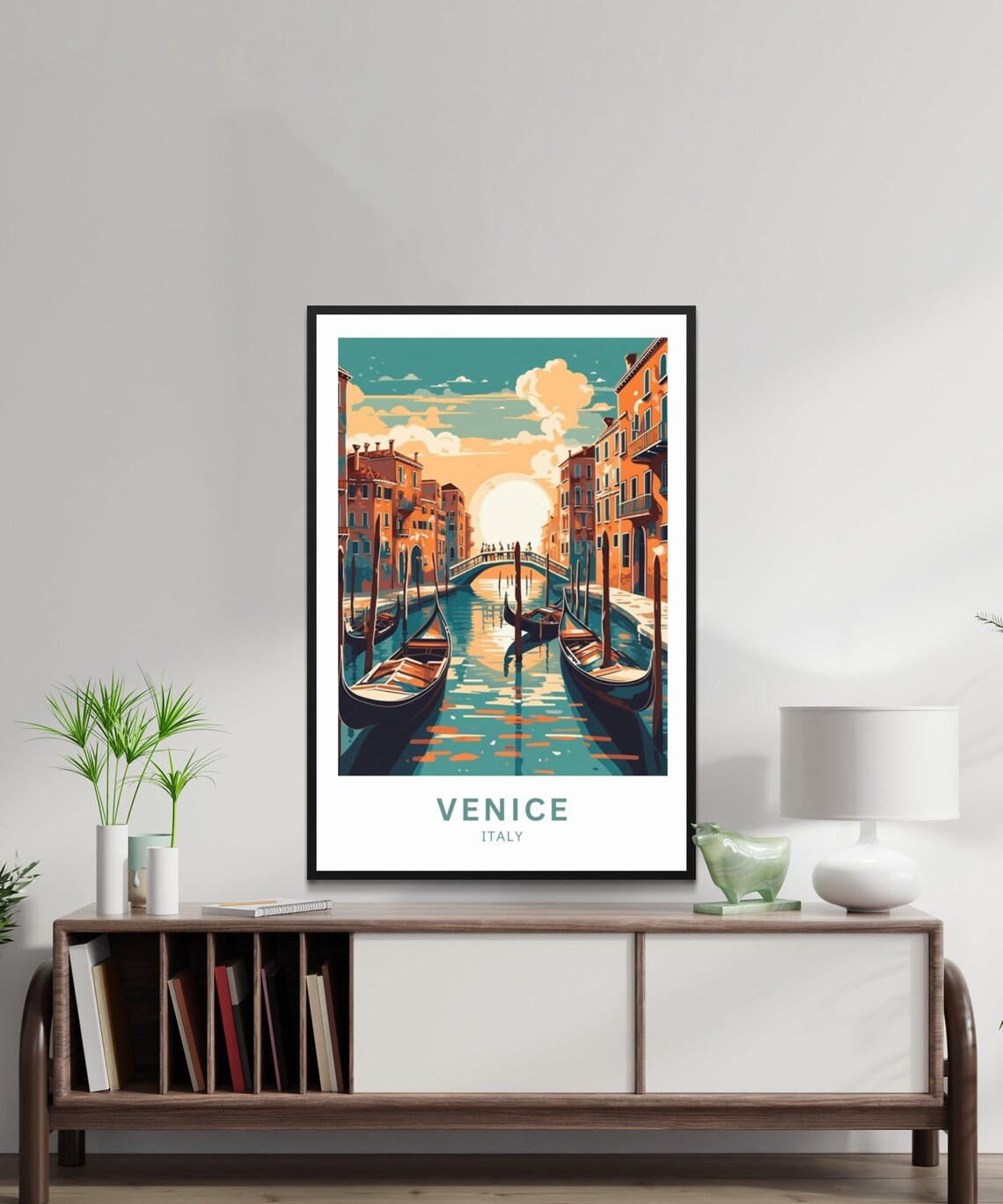 Venice Italy Sunset Canal Gondolas Golden Hour Travel Poster Art - Image 3