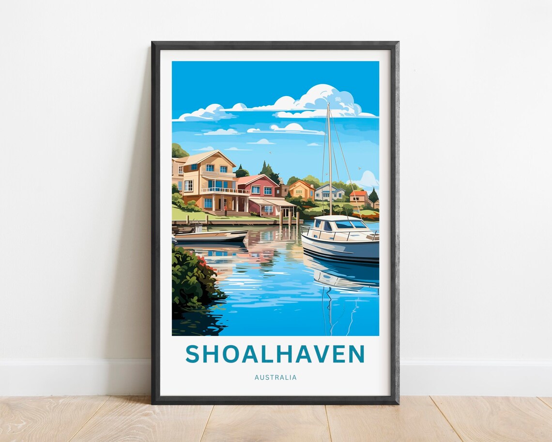 Shoalhaven Australia Harbor Town Boats Waterfront Travel Poster