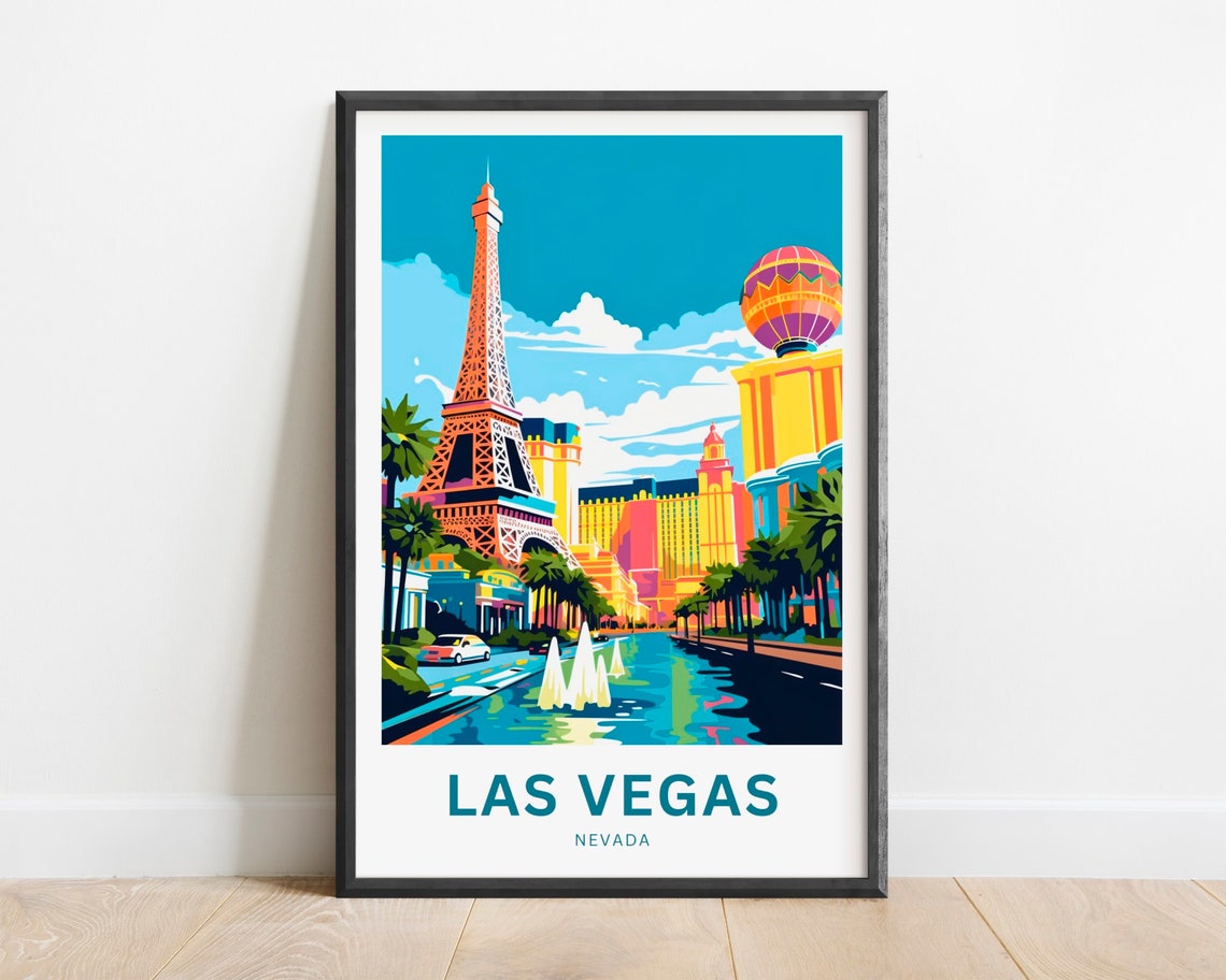 Las Vegas Nevada Paris Eiffel Tower Replica Fountains Travel Poster
