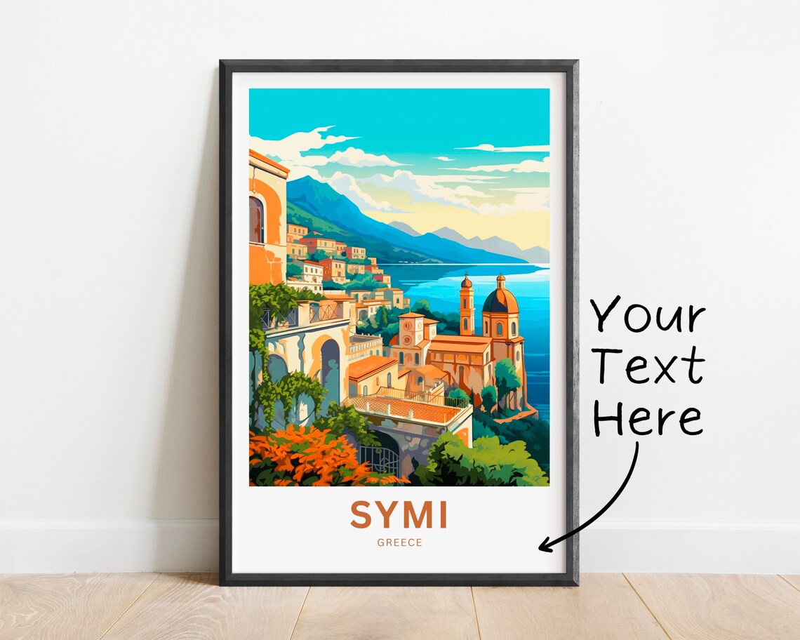 Personalized Symi Greece Harbor Town Church Sea View Travel Poster