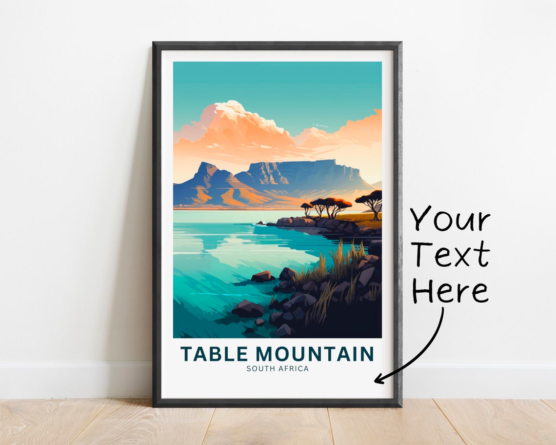 Table Mountain Coastal Sunset Personalized South Africa Poster