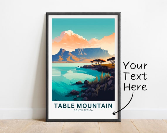 Personalized Table Mountain Print Table Mountain Poster South Africa Wall Art Framed Present Gift South Africa Present
