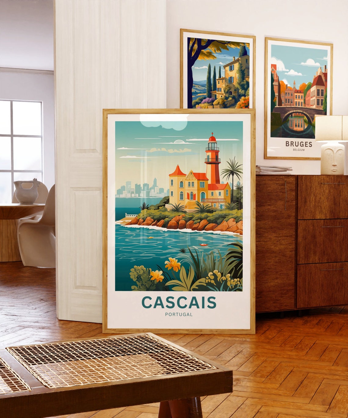 Cascais Portugal Lighthouse Rocky Coast Seaside Travel Poster - Image 5