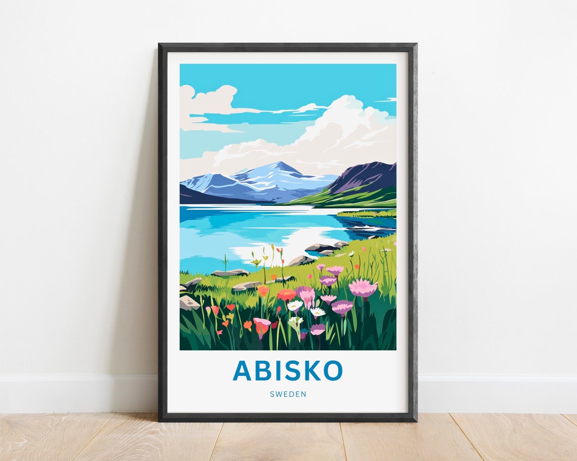 Abisko Sweden Mountain Lake Reflection Wildflower Meadow Poster