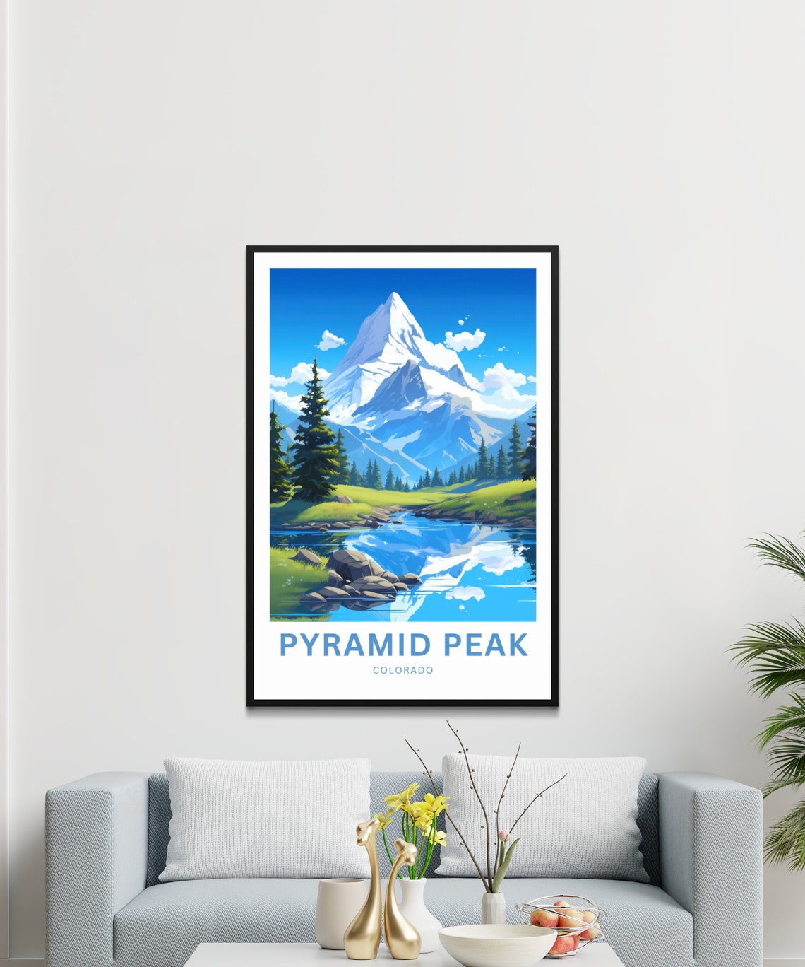 Pyramid Peak Colorado Alpine Lake Mirror Sharp Summit Travel Poster - Image 3