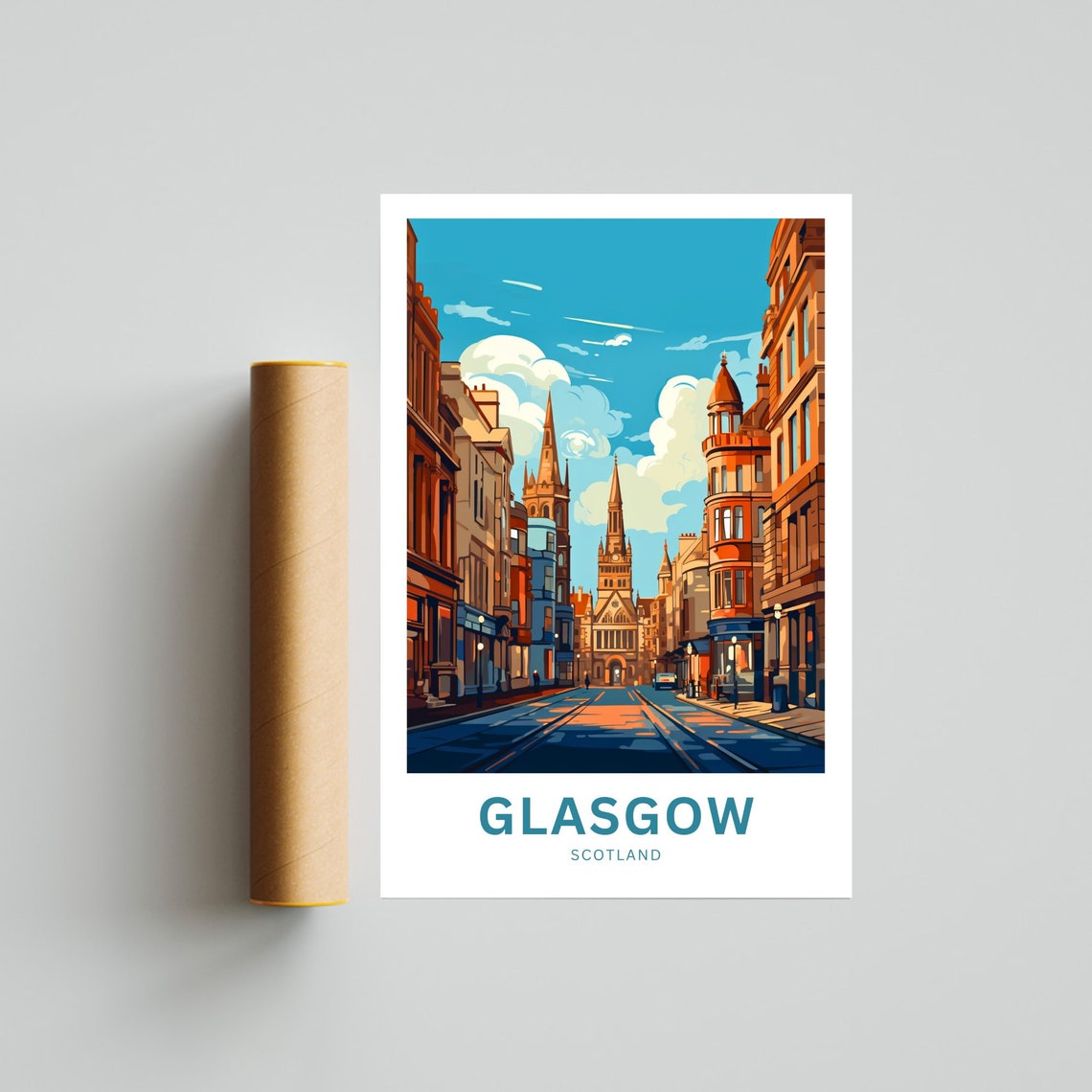 Glasgow Scotland Street of Spires View Personalized Travel Poster - Image 4