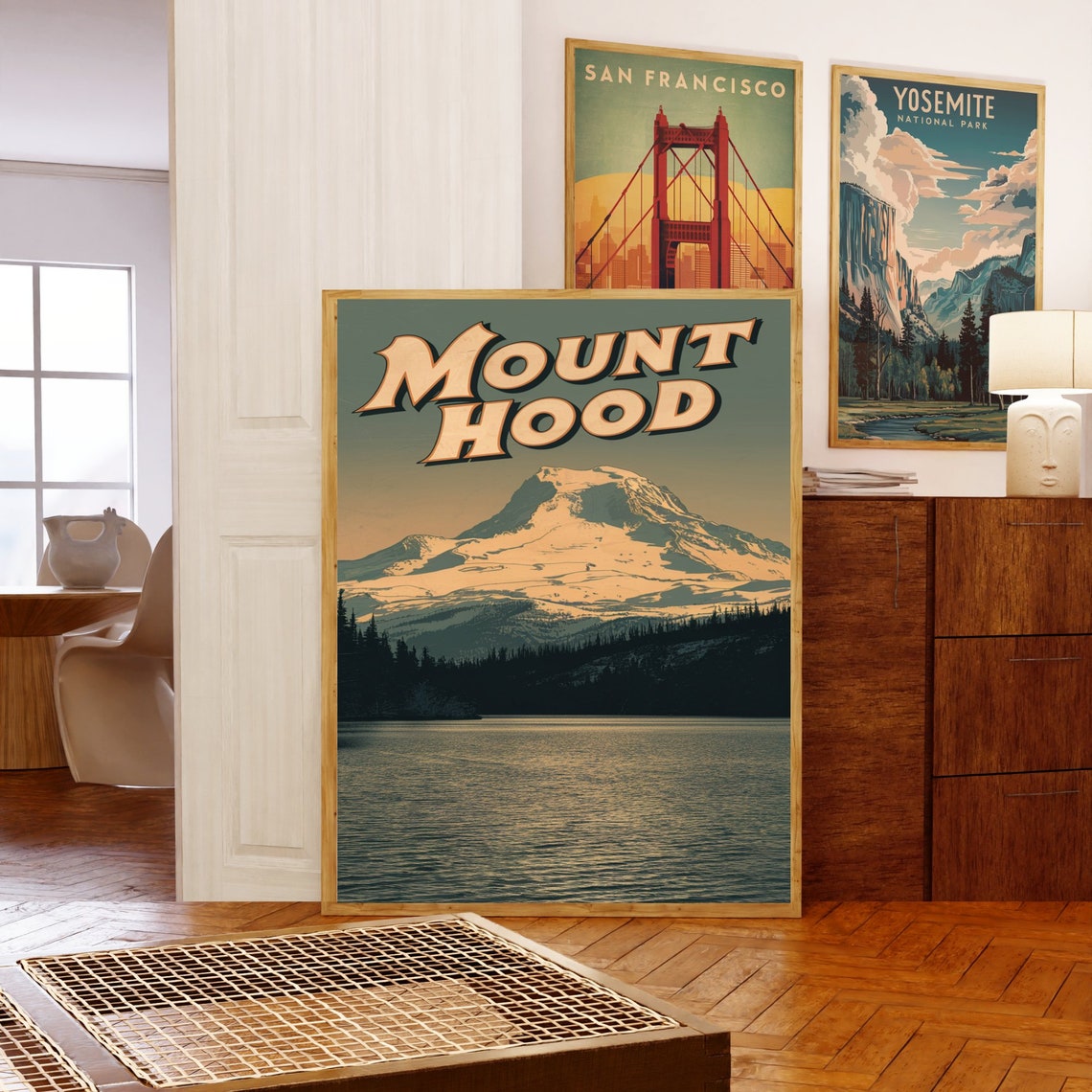 Mount Hood Oregon Retro Travel Poster Golden Snowy Peak Wilderness - Image 5