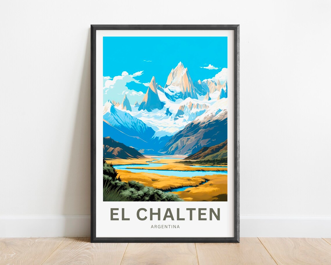 El Chalten Travel Poster, Argentina Landscape