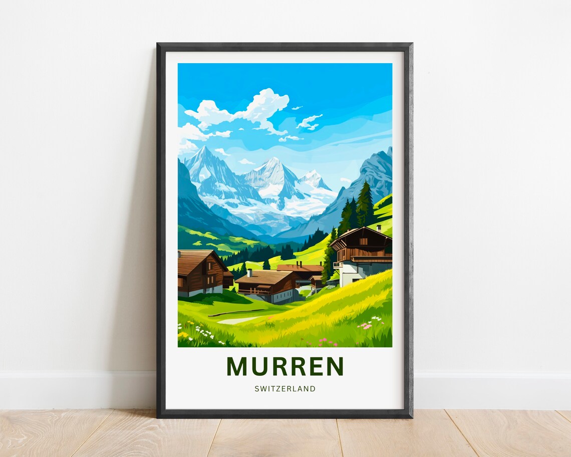 Murren Switzerland Alpine Village Chalets Mountain View Poster