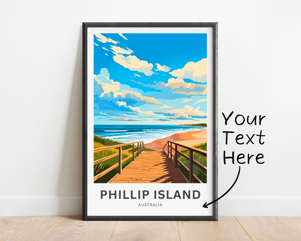 Phillip Island Australia Boardwalk Ocean Horizon Custom Text Poster