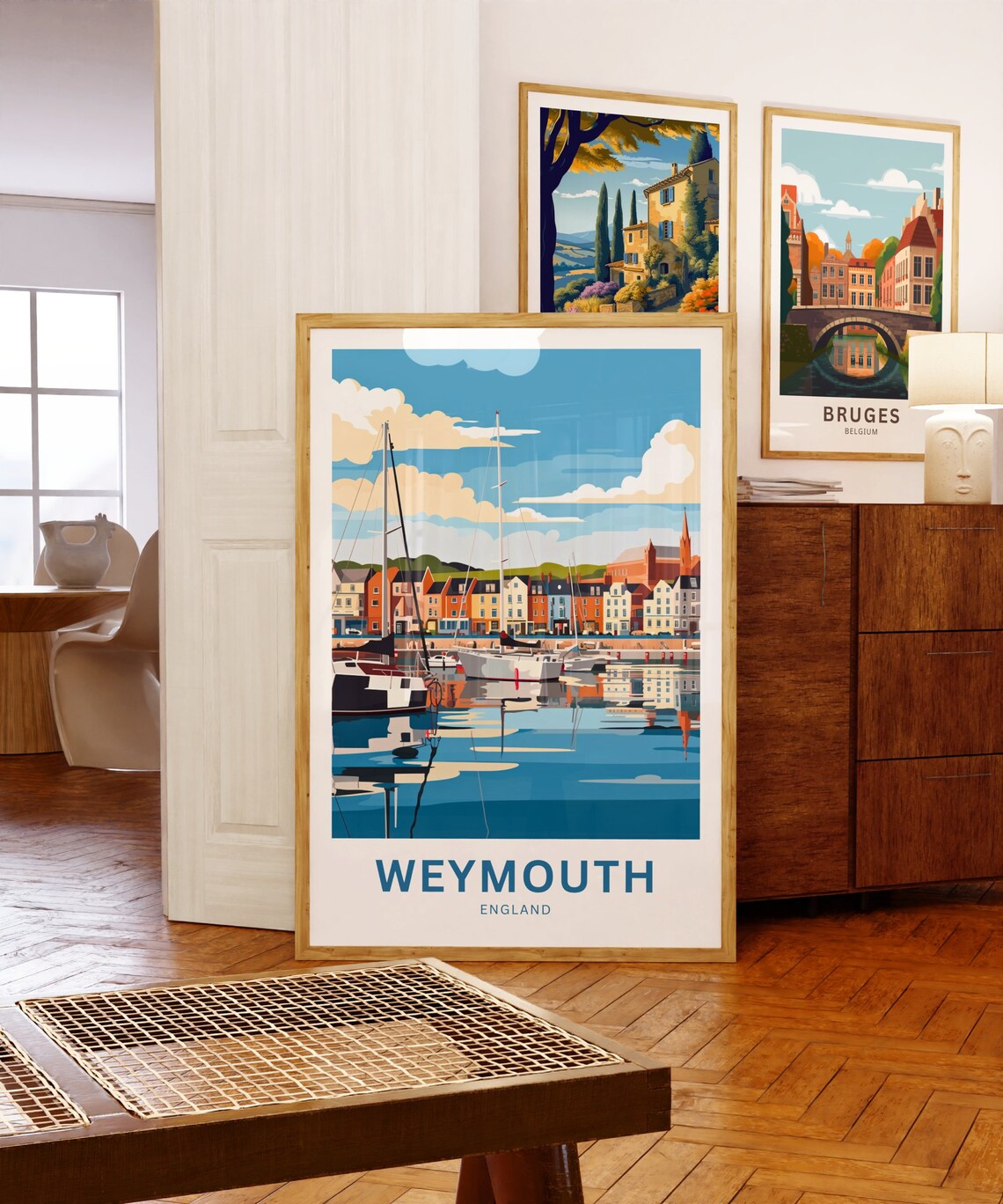 Weymouth England Sailboat Harbor Colorful Quayside Travel Poster - Image 5