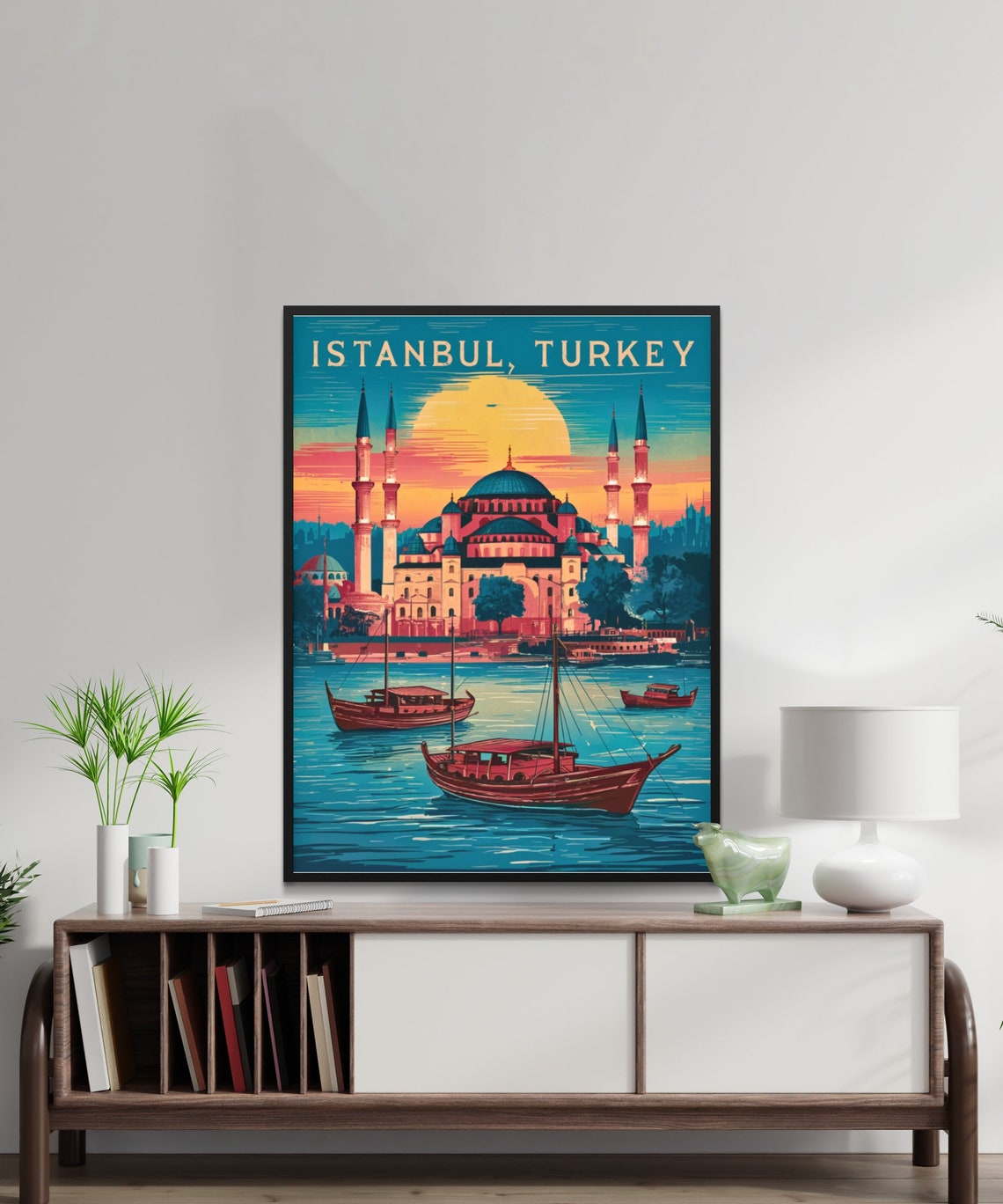 Istanbul Turkey Vintage Sunset Mosque Retro Style Travel Poster - Image 2