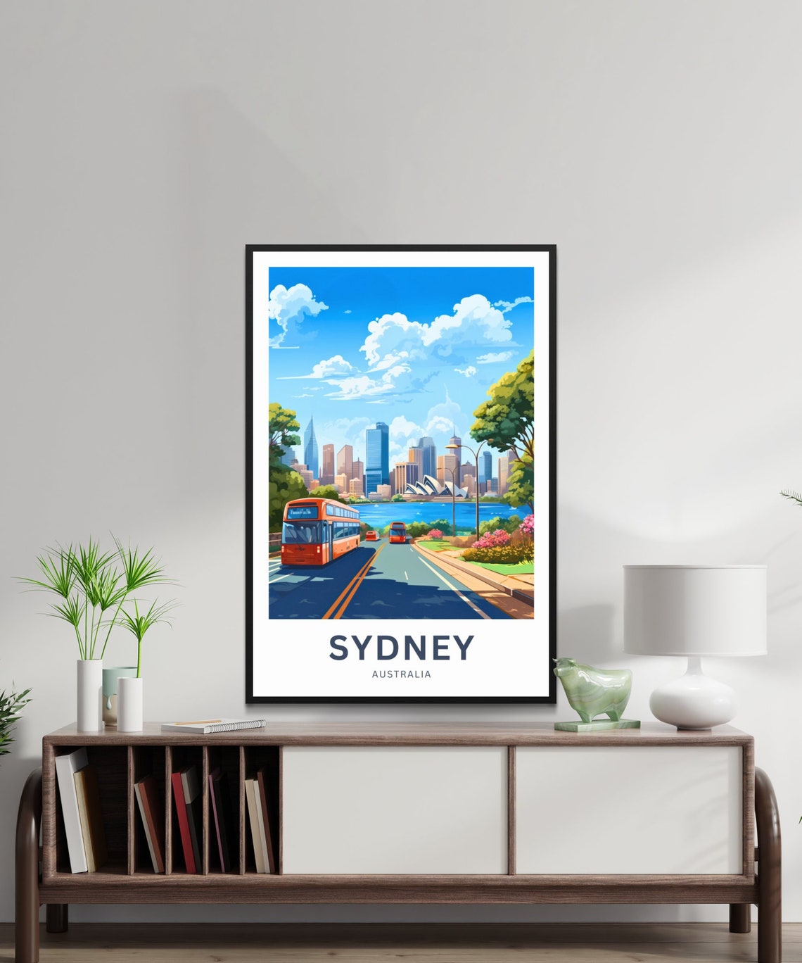 Personalized Sydney Red Bus City Skyline Custom Travel Poster - Image 2