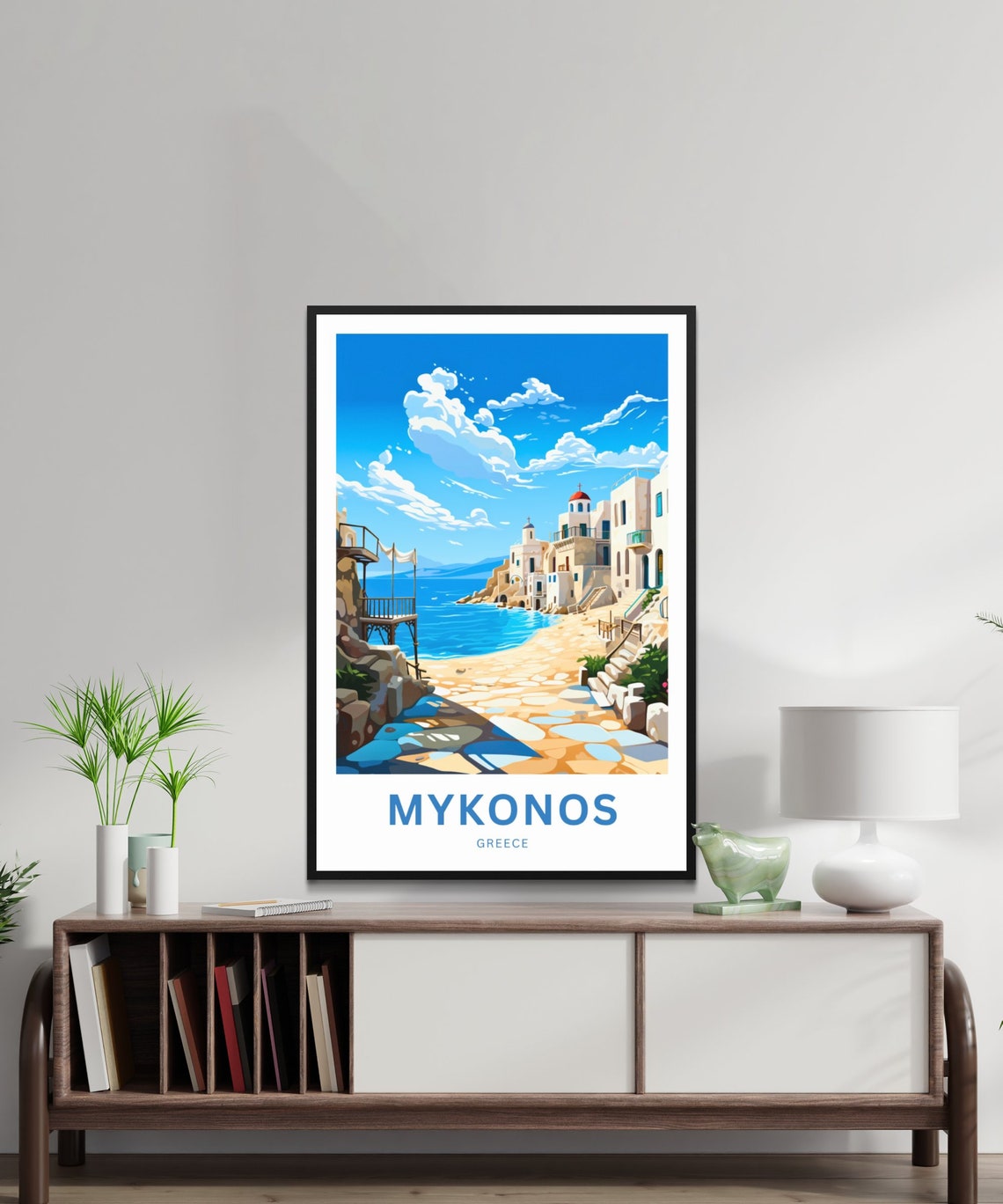 Mykonos Greece Old Town Lane Personalized Custom Travel Poster - Image 2