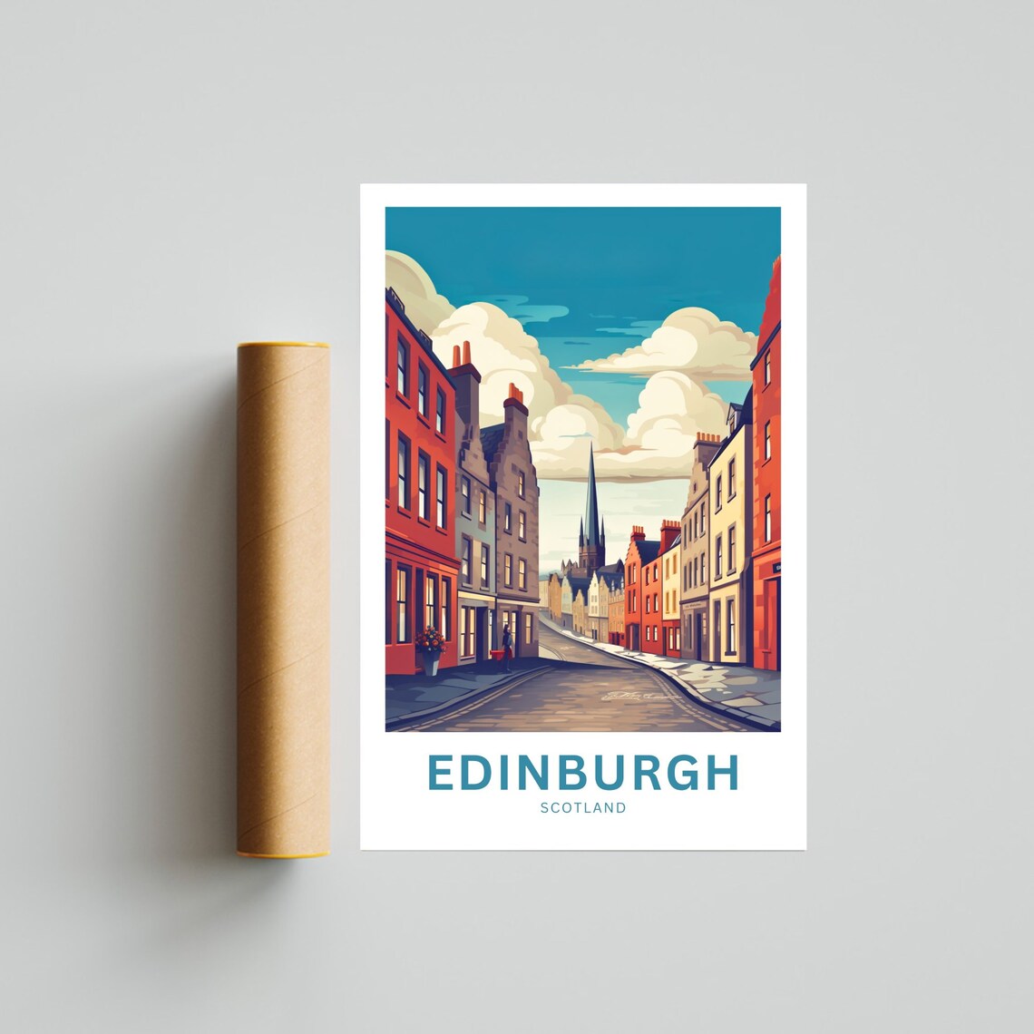 Edinburgh Scotland Old Town Street View Personalized Travel Poster - Image 4