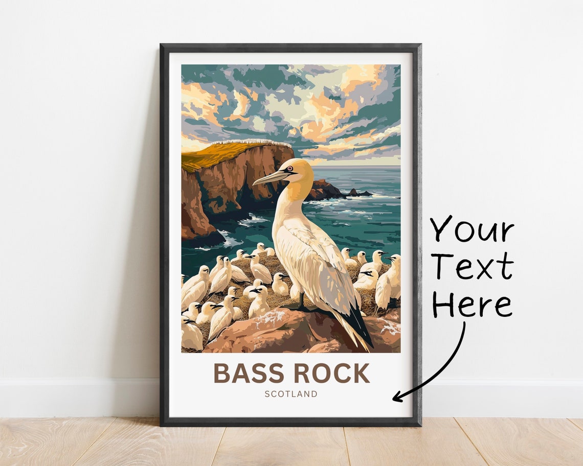 Bass Rock Scotland Gannet Seabird Colony Custom Travel Poster