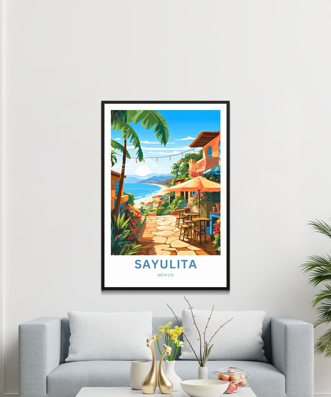Sayulita Travel Print Sayulita Poster Mexico Wall Art Framed Present Gift Mexico Present Mexico Decor Customize Your Text - Image 3