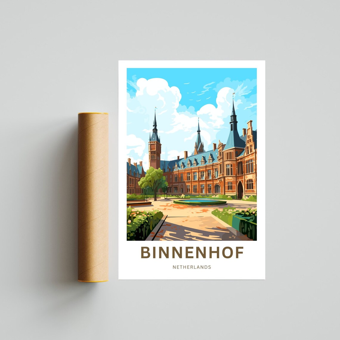 Binnenhof Netherlands Courtyard Garden Spires Fountain Poster - Image 4